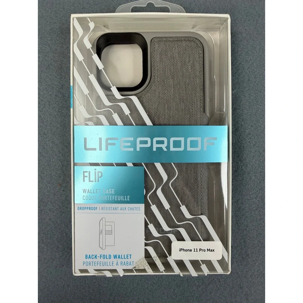 LifeProof Flip Wallet Case iPhone 11 Pro Max‎ Grey Fabric Dropproof Stand